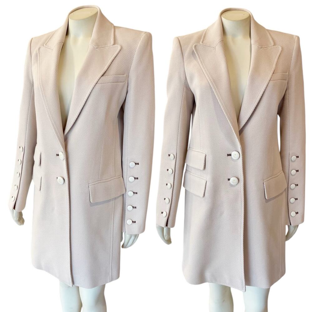 Veronica Beard Reece Two-Button Long Coat in Ivory Sz 6